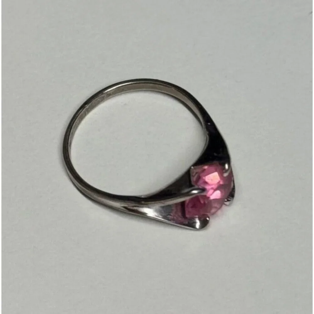 925 STERLING SILVER PINK TOPAZ RING SIZE 5